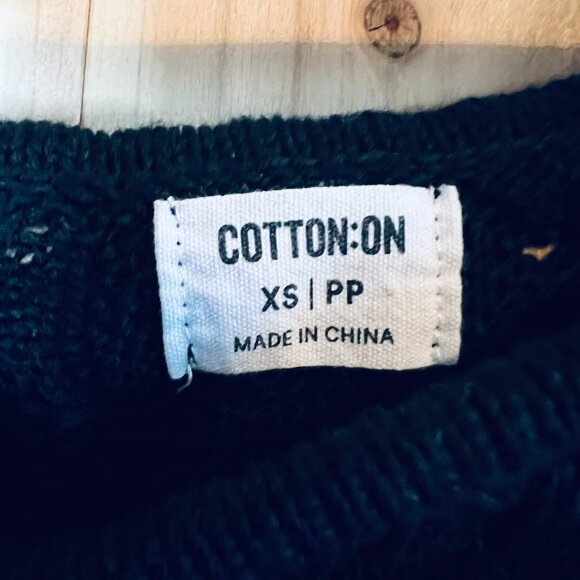 Cotton On Crochet Knit Crop Top Black Short Sleeve Boho Grunge Festival XS - Picture 3 of 8